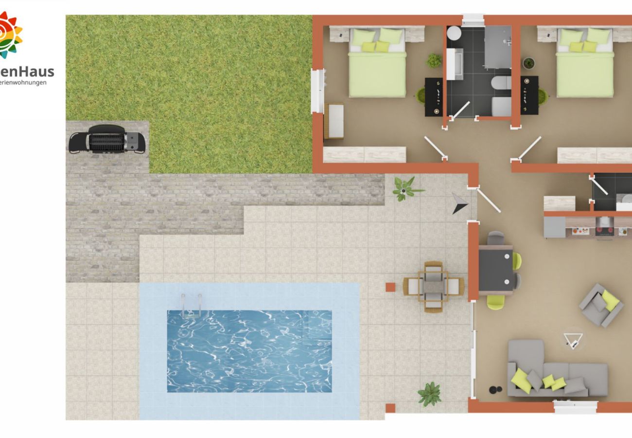 Ferienhaus in Vir -  Ferienhaus Jandro mit Pool